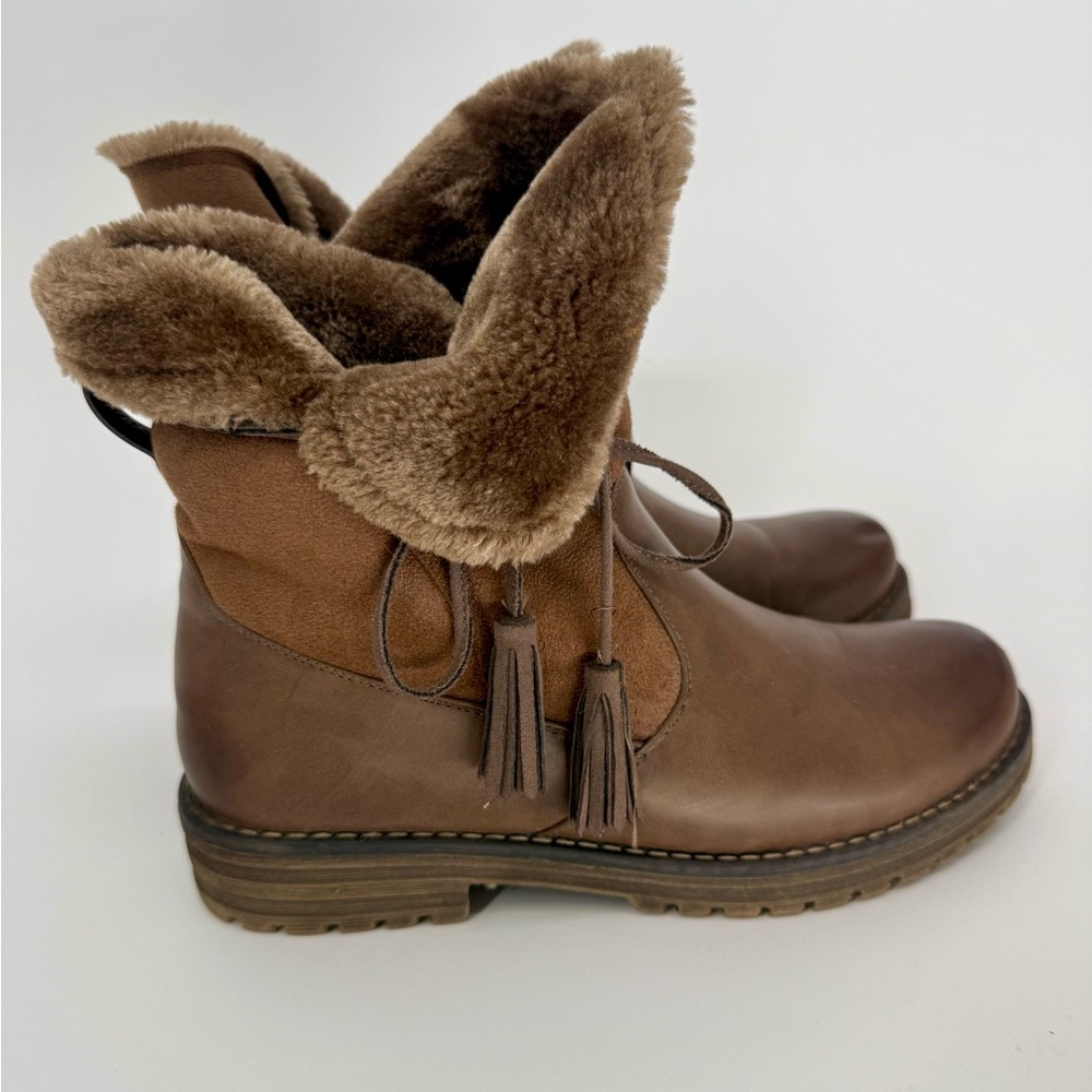 Women’s Leather Winter Boots with Fur Lining sz 40